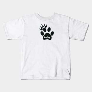 Bailey name made of hand drawn paw prints Kids T-Shirt